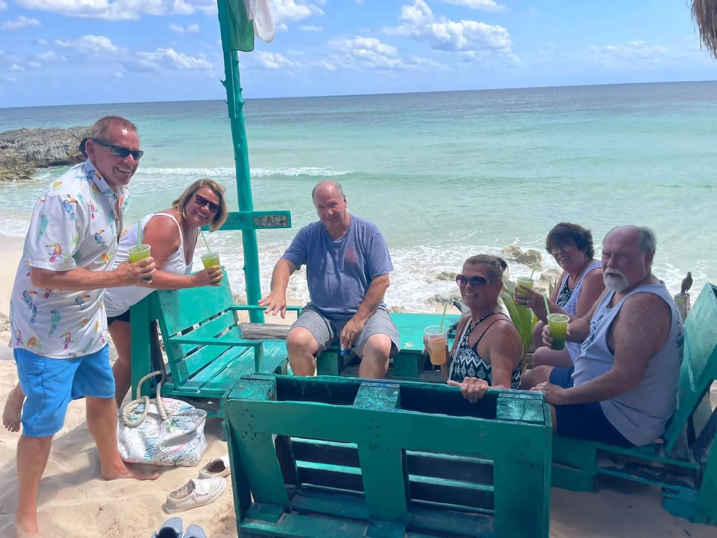 Guests at a beach bar